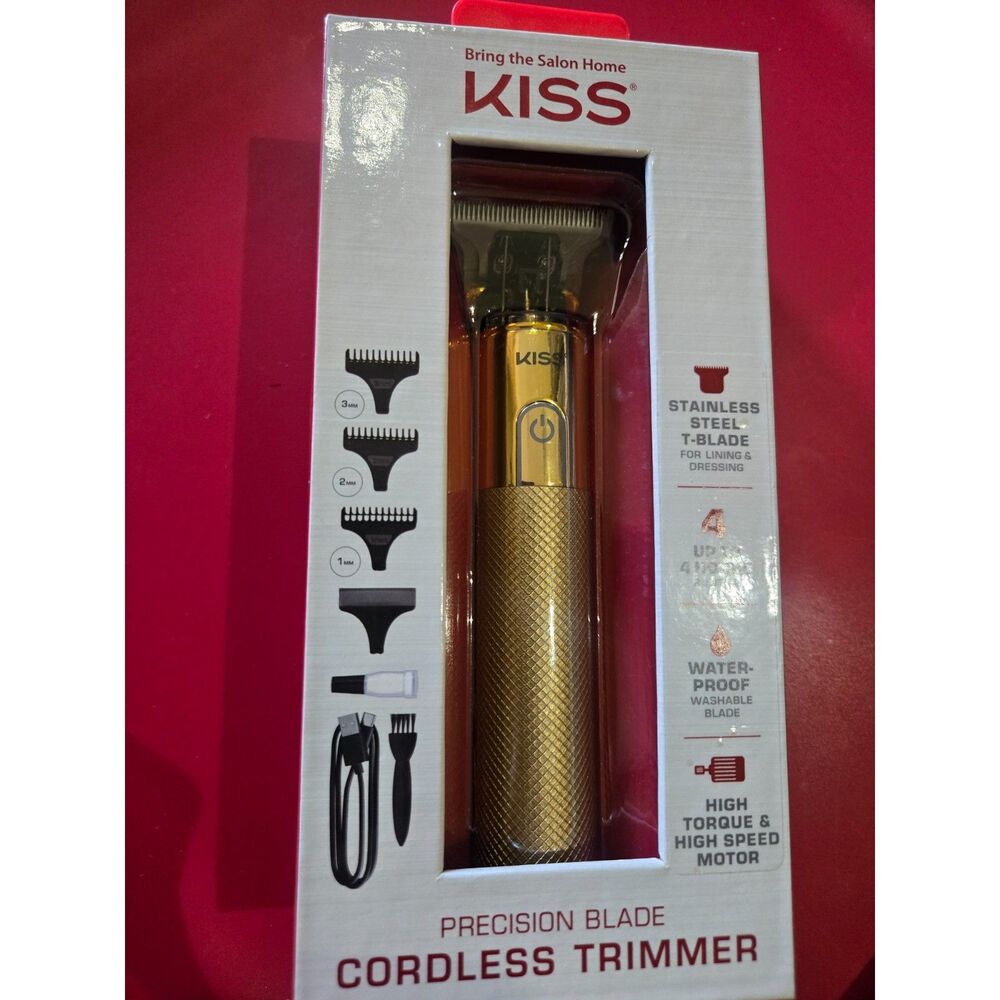 KISS Precision Blade Cordless Trimmer Gold Rechargeable Hair Beard Clipper